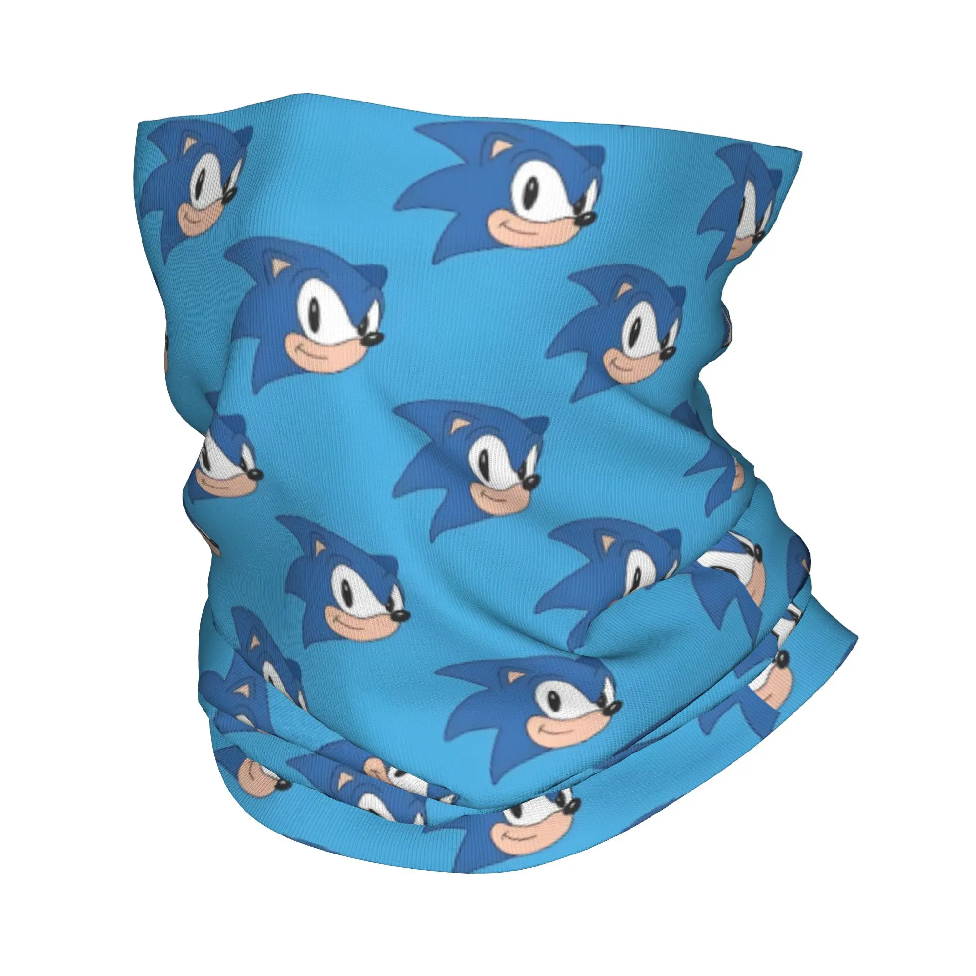 Custom Soniced Winter Headband Neck Warmer Women Men Hiking Hunting Tube Scarf Hedgehog Game Face Bandana Gaiter