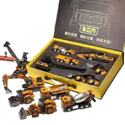 1:50/1:40 Kids Alloy Engineering Car Model With Sound Light Excavator Bulldozer Forklift Toys For Boys Gifts