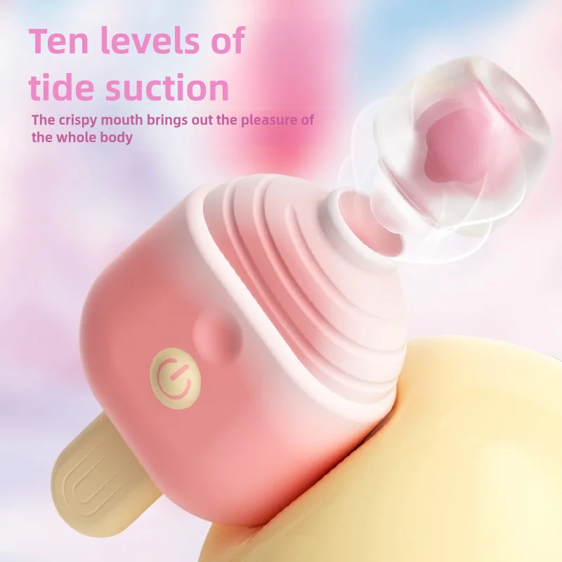 Mini Ice Cream Shape Sucking Vibrating Egg Female Vibrating Silicone Stimulator G-spot Massager Masturbator Adult Toy