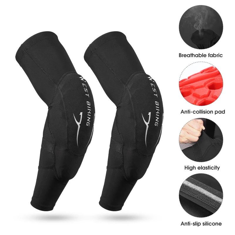 WEST BIKING Cycling Arm Sleeve Anti-collision UV Protection Bicycle Outdoor Sport Sleeve Protection Wear Fitness Arm Safety Gear