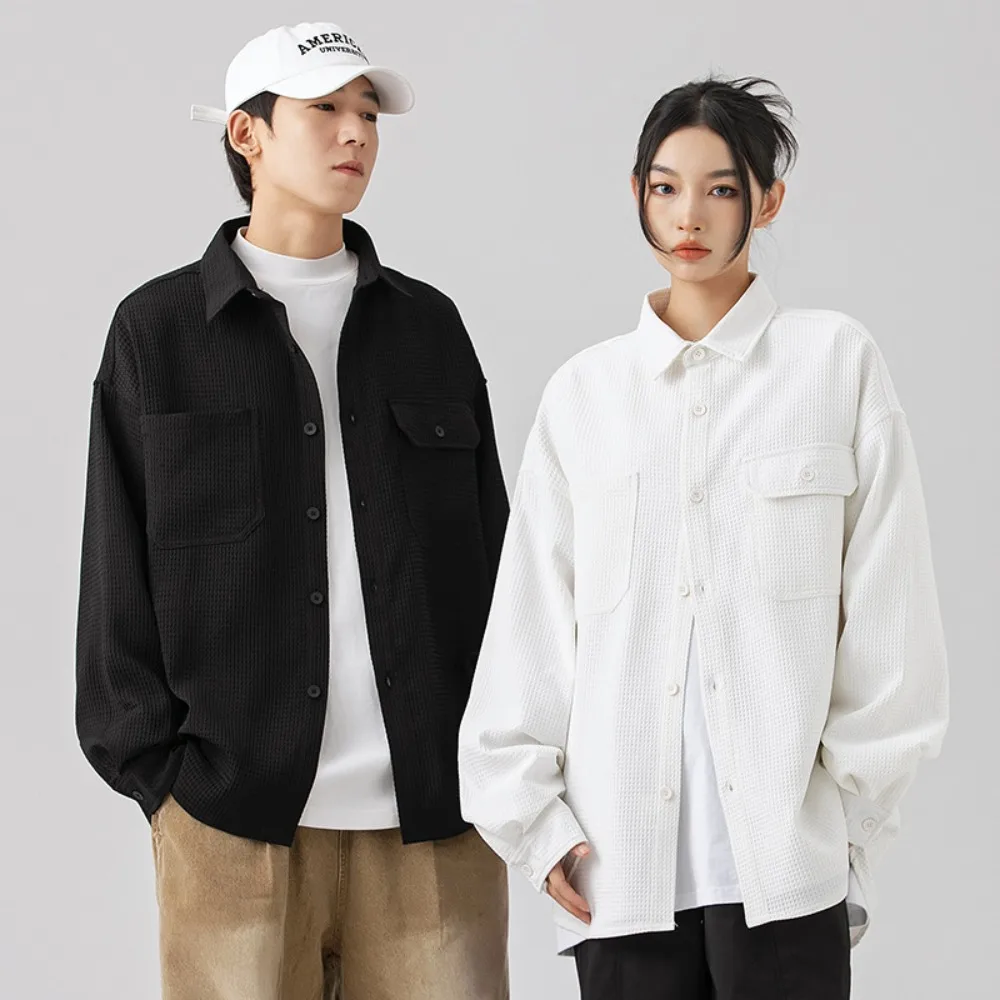 

Men Spring Autumn New Style Textured Surface Treatment Upper Apparel Jacket Men's Casual Shirt Jacket Loose Fit Trendy Jacket