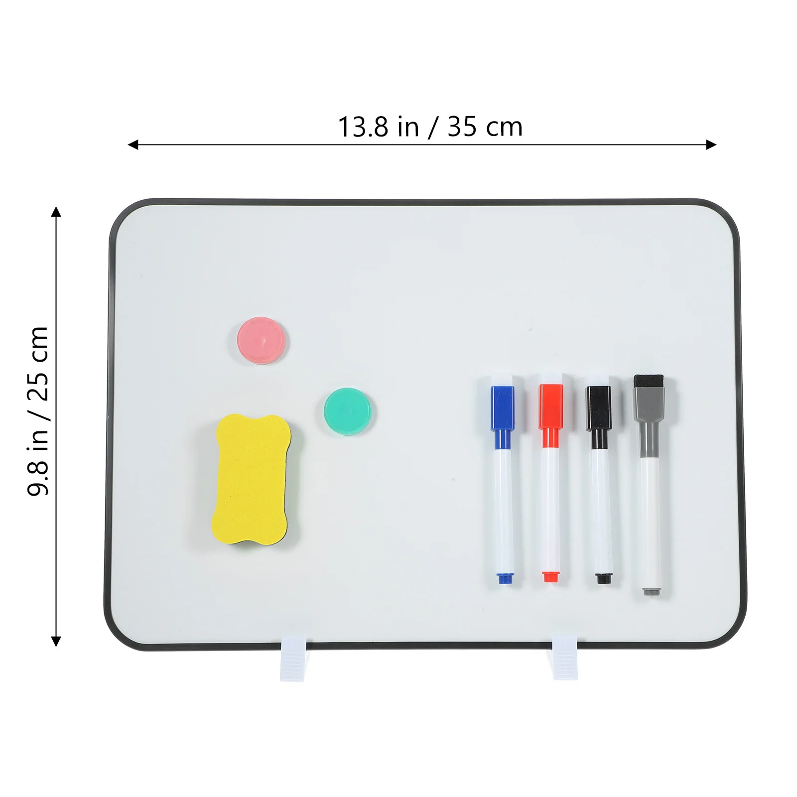 Small Whiteboard with Stand Double Sided Writing School Boards Rewritable Office Desk Black