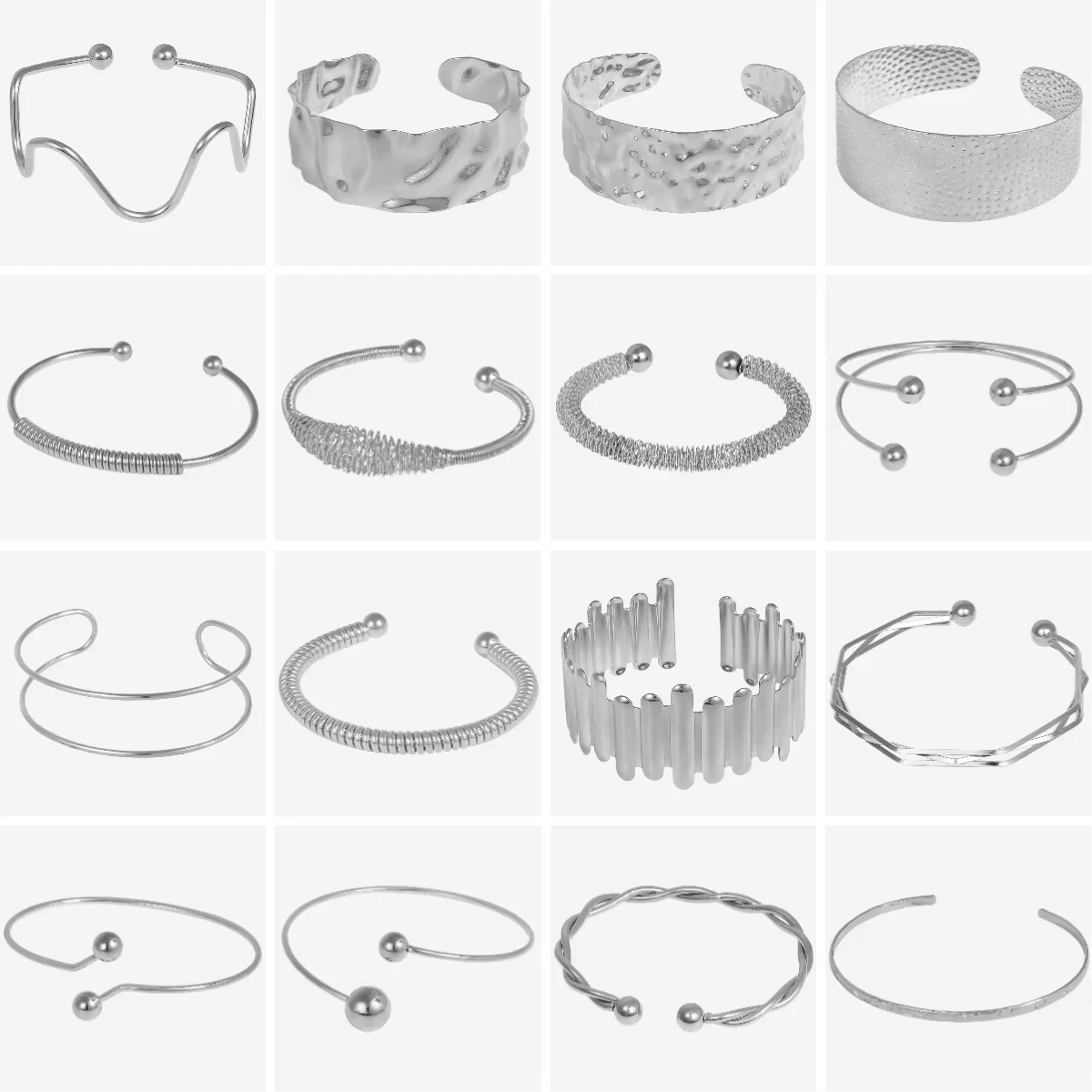 Stylish Simple Stainless Steel Open Cuff Bangles Girl Women Jewelry Gifts Non-Tarnish Steel Color Adjustable Opening Bracelets