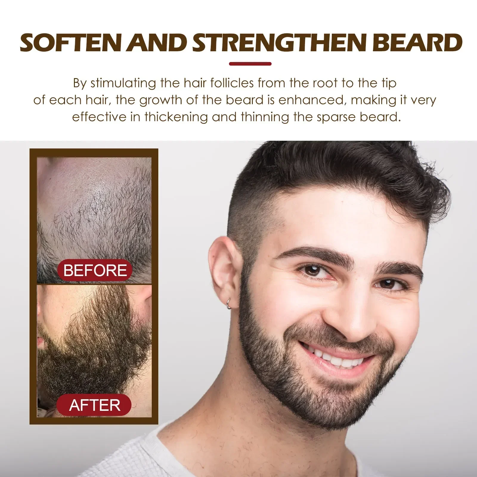 60ml East Moon Beard Treatment Oil Men\'s Beard Hair Thick Moisturizing Repair Strong Hair Treatment Beard Growth Oil for Men