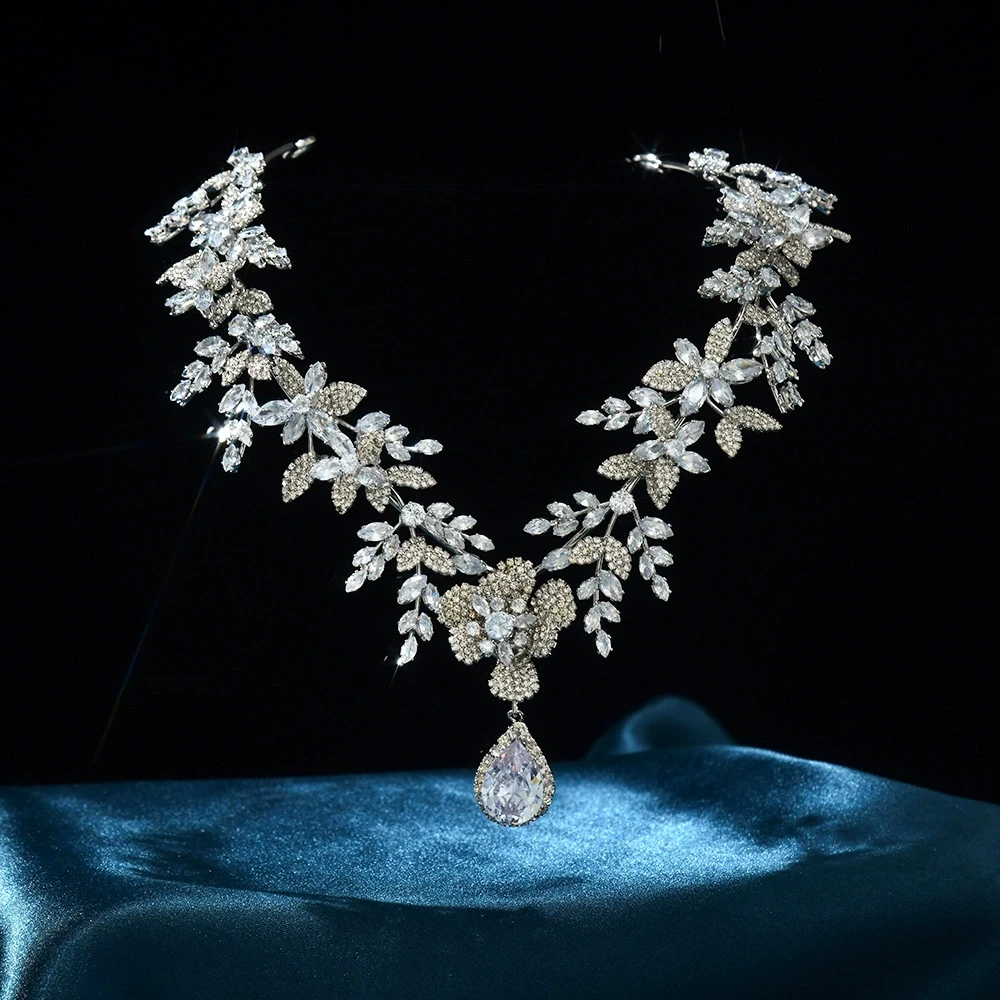 

Мечтательный свадебный головной убор, супер сверкающий циркон, цветок, свадебная богиня, макияж, универсальная свадебная повязка для волос