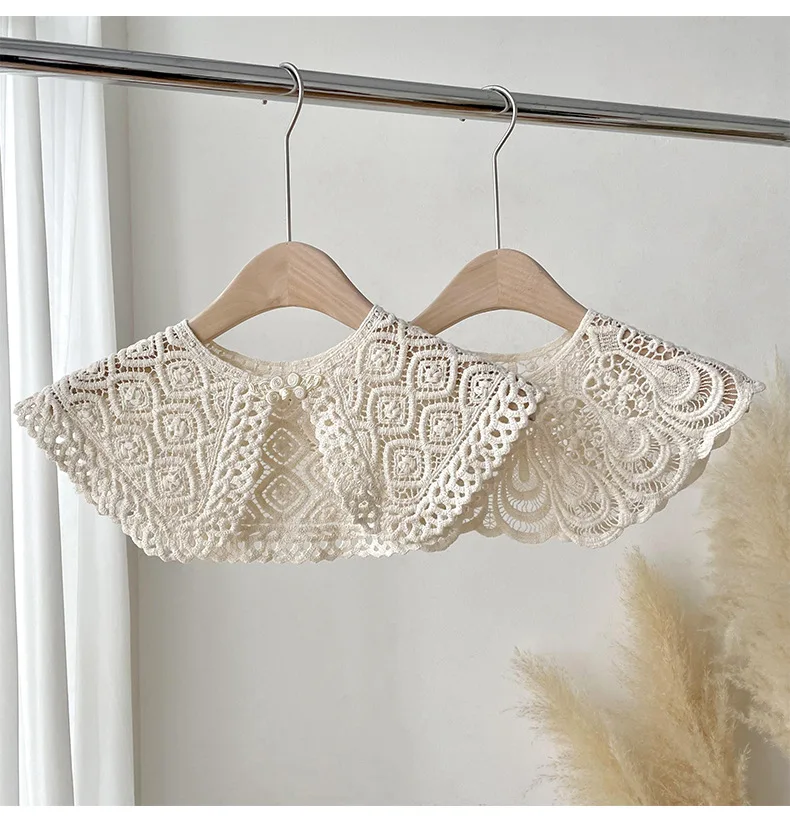 Lace Knit Flower Hollow Out Detachable Collar for Women, Perfect Spring/Autumn Decorative Accessory