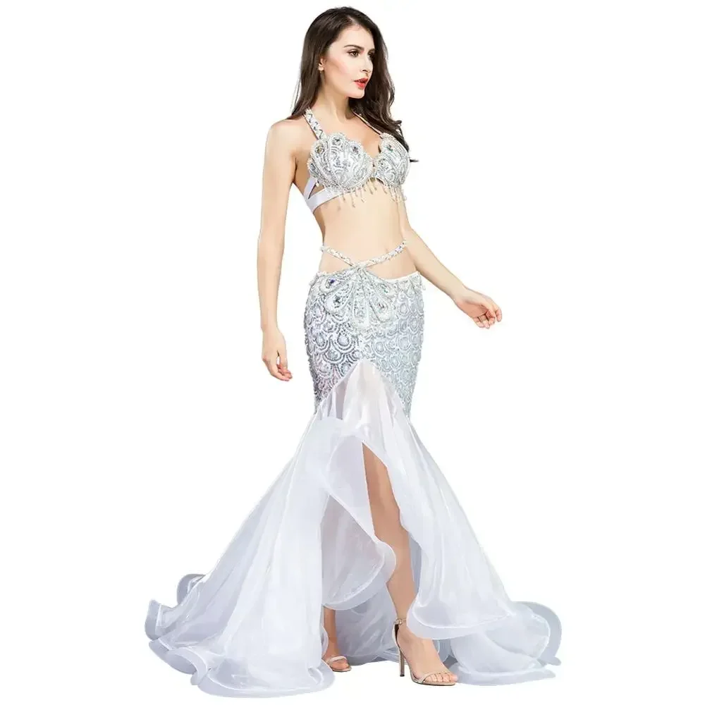 Beautiful Mermaid Outfit Belly Dance Dress Belly dance Costumes Women Dance bra Skirt Peacock Sequin Belly Dancing Outfit