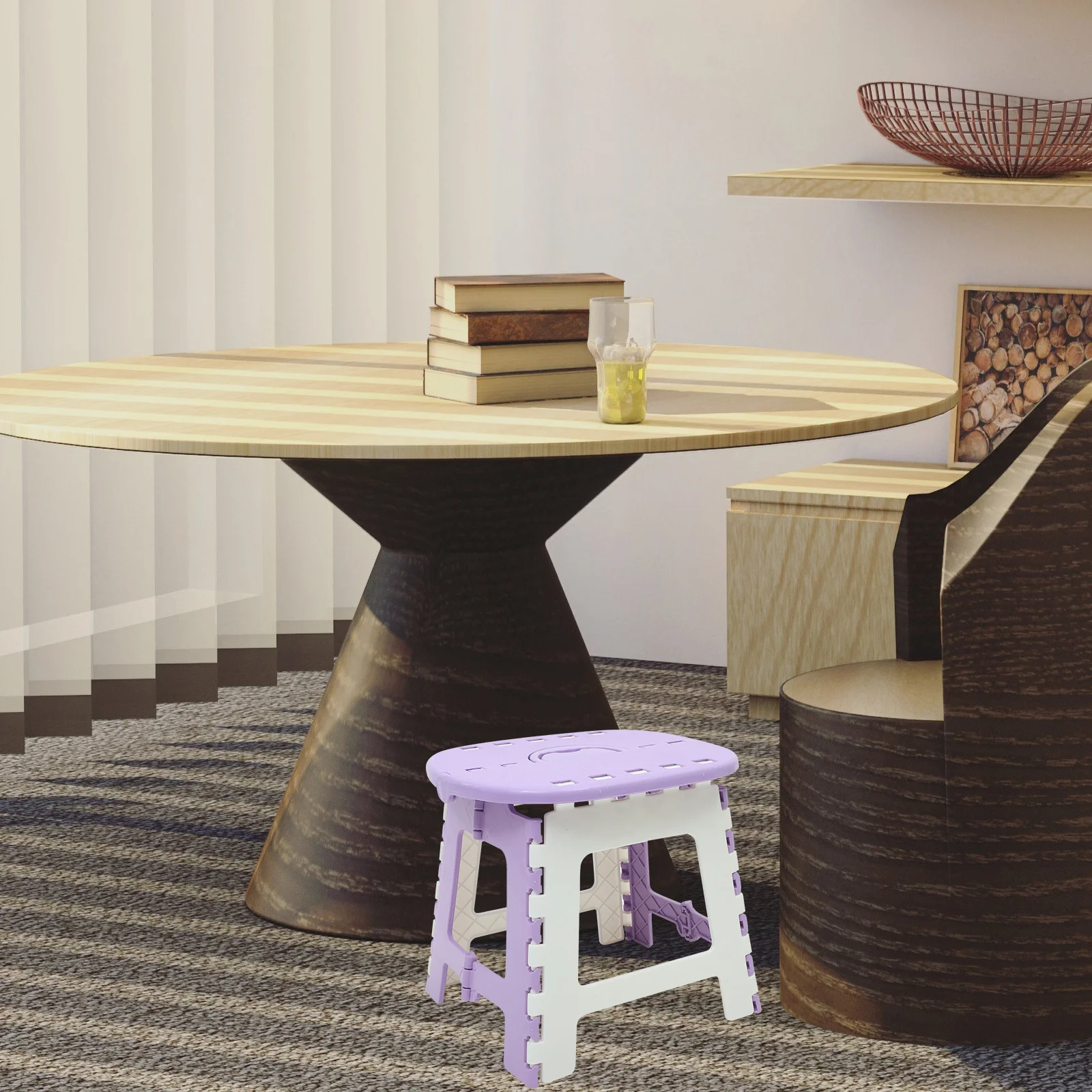 

Plastic Folding Chair Purple Lightweight Portable Outdoor Camping Hiking Stool For Travel Fishing Climbing Household Chair