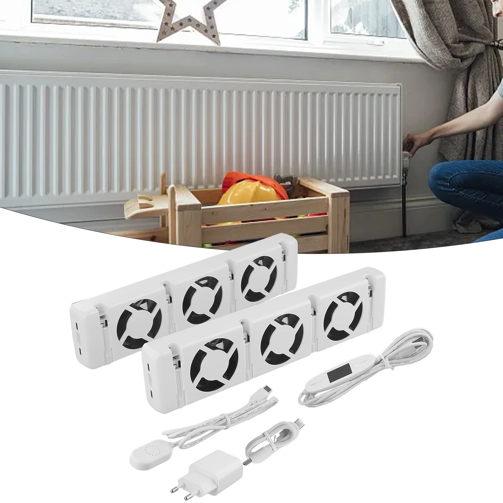 3.0 Duo-Set Radiator Fan Smart Radiator Booster Extension Set Ventilator Fan European Standard 5V Household Radiator Fireplace