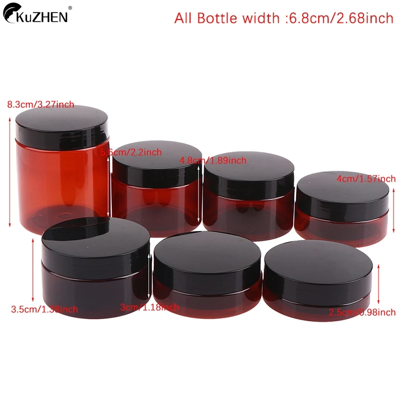 1Pcs 30-250ml Amber Brown Cosmetic Face Cream Bottles Lip Balm Sample Container Jar Pot Makeup Store Vials