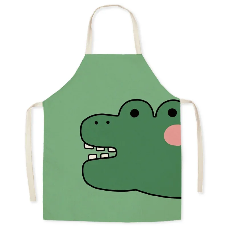 Cute Cartoon Fashion Barbecue Linen Aprons for Women Apron Kitchen Family Cooking Accessories Parent-child Wear Baking Tablier