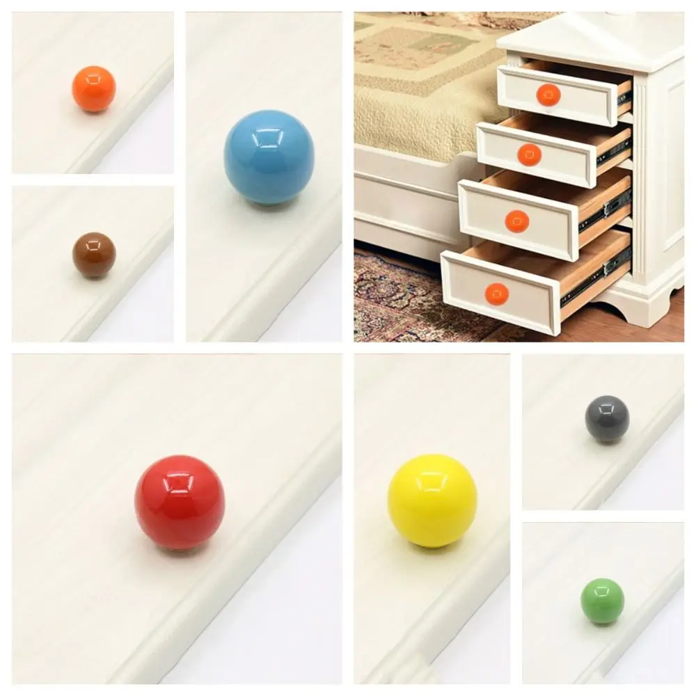 Simple Single Hole Colorful Ceramic Knob Pull Handles Candy Color Drawer Knobs Bottle Cap Round Cabinet Knob Wardrobe