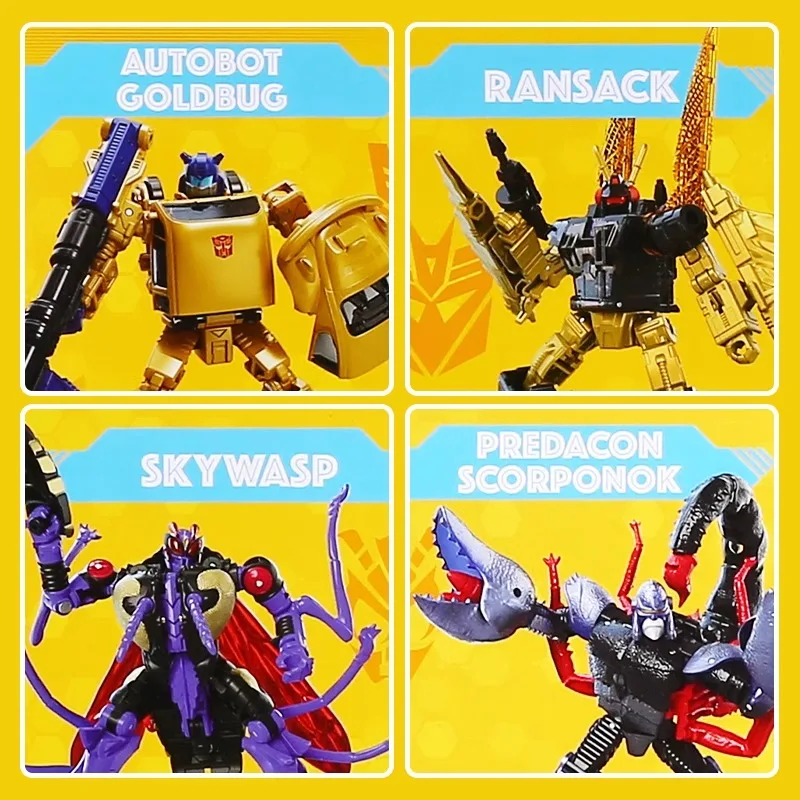 ในสต็อก Transformers Legacy BuzzworthyBumblebee Creatures Collide 4-Pack GoldbugScorponok Ransack Skywasp Action Figure ของเล่น