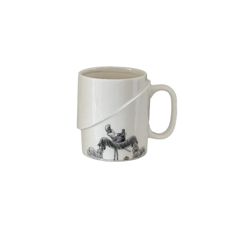 Simple and large capacity ceramic mug,cartoon anime water cup,household breakfast milk juice cup,office afternoon tea coffee cup