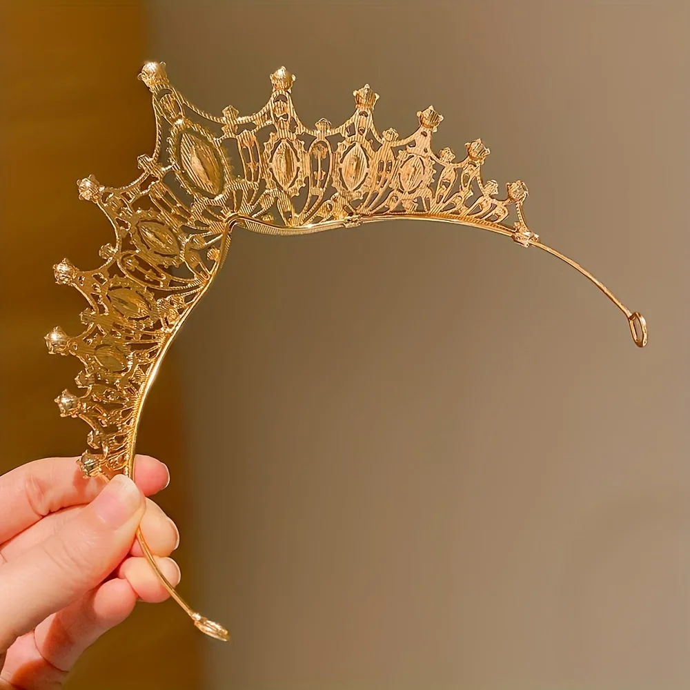 1/2Pcs Kidsren's Golden Crown Headband Sweet Princess Little Girl Party Catwalk Crown Headband Kidsren's Headwear image 6