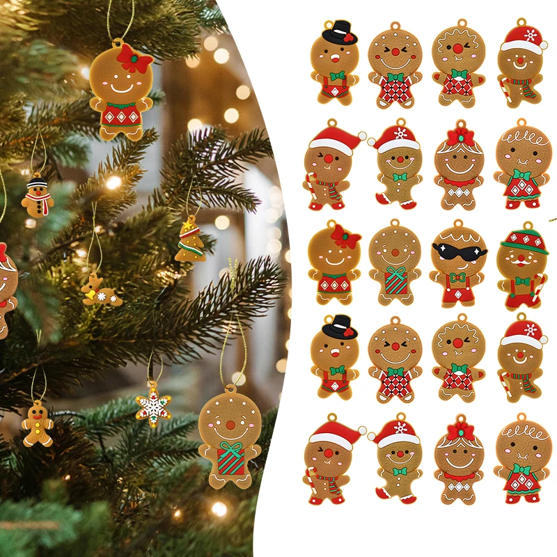 

6/12pcs Christmas Hanging Gingerbreads Man Chef Figurines Christmas Tree Hanging Decorations Xmas New Year Party Gifts Ornaments