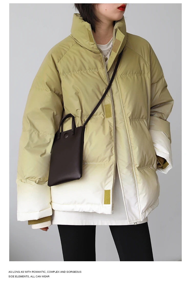 CHIC VEN Women's Down Coat Reflective Gradient Thickened Women Bread Coats 90 White Duck Down Jacket Warm Overcoat Winter 2024