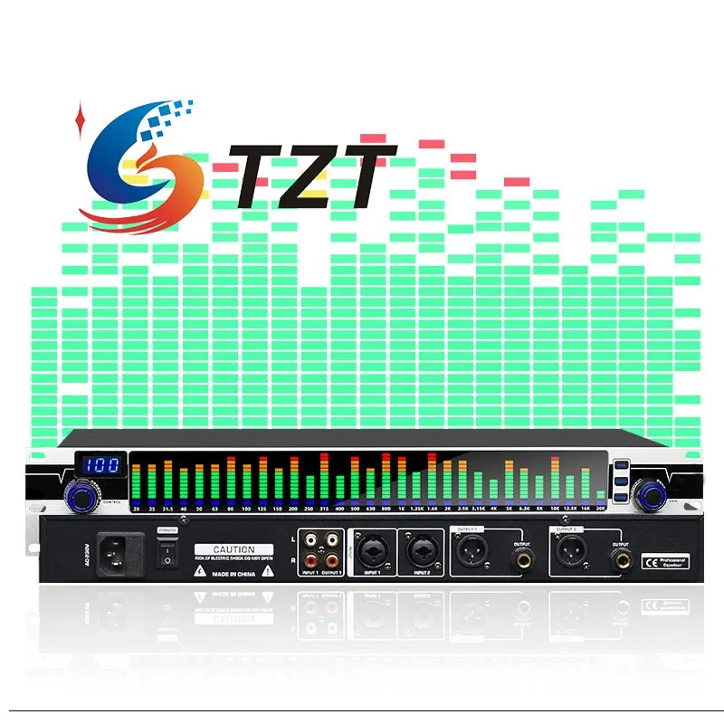 TZT EQ111 220 В 31-полосный цифровой эквалайзер, дисплей спектра, процессор DSP, шумоподавление для домашней сцены