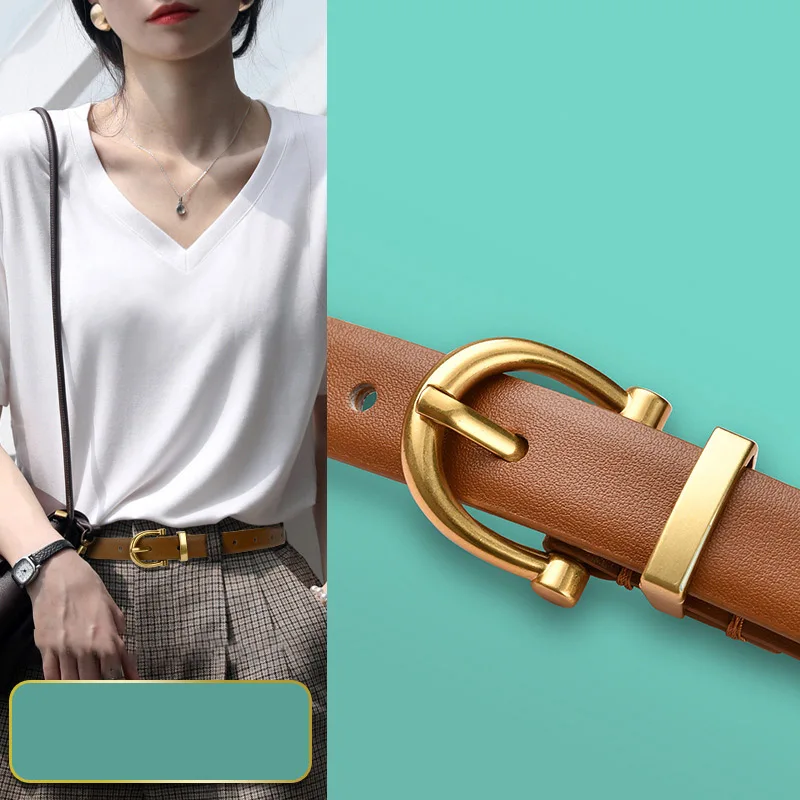 

1.8cm Genuine Leather Slim And Minimalist Women's Belt Korean Version Of Artistic Youth Shopping And Travel Luxury Dress Belt