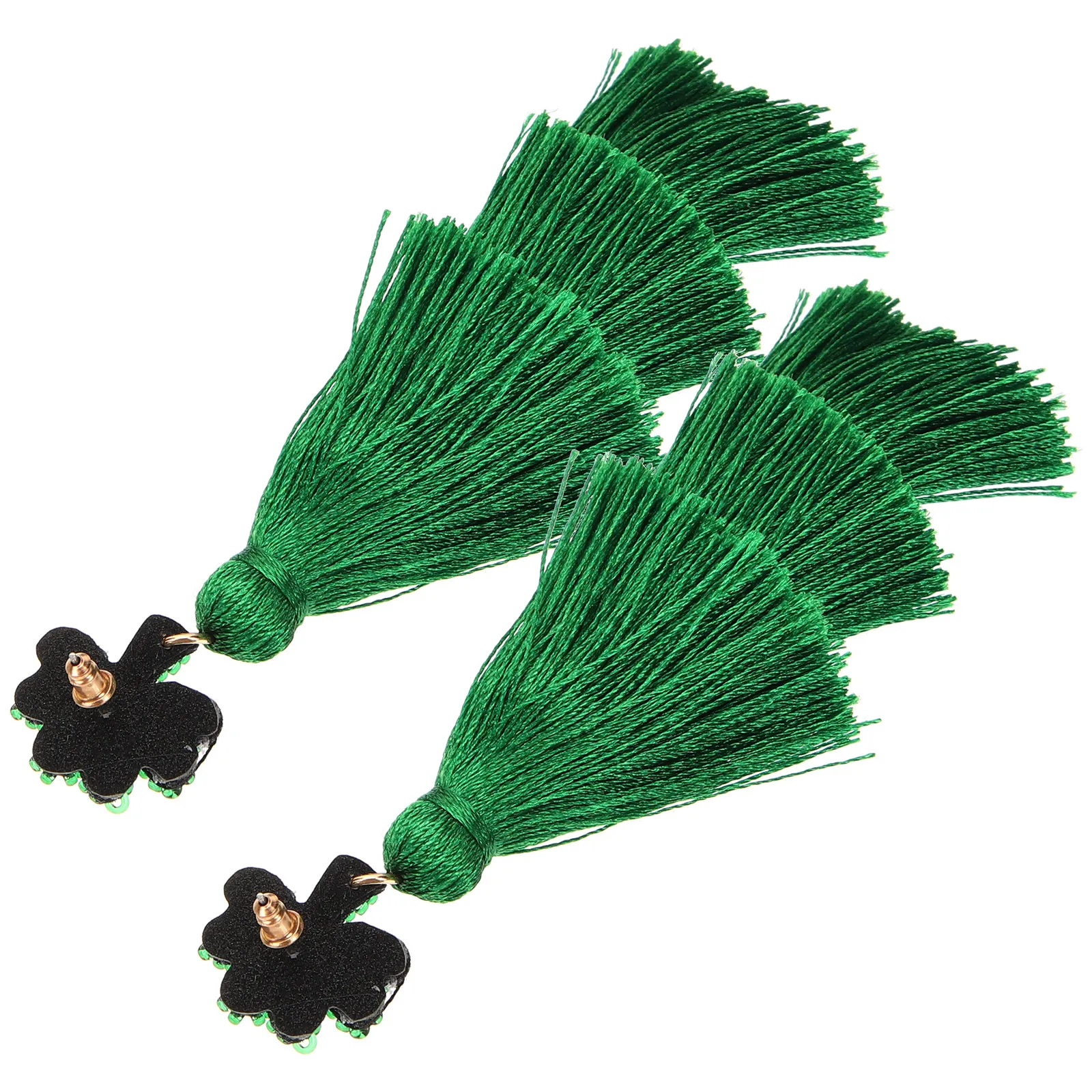1Pair Green Earrings for Women Bohemian Style Three Layer Tassel St Patrick Day Festive Long Dangle Earrings Party Jewelry