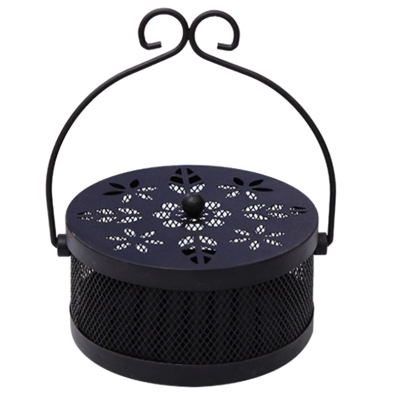 Y1UB Mozzie Coiled Holder Mozzie Incenses Burners, Mozzie Spirals Holder Mozzie Coiled Box with Handle and Lid For Travel