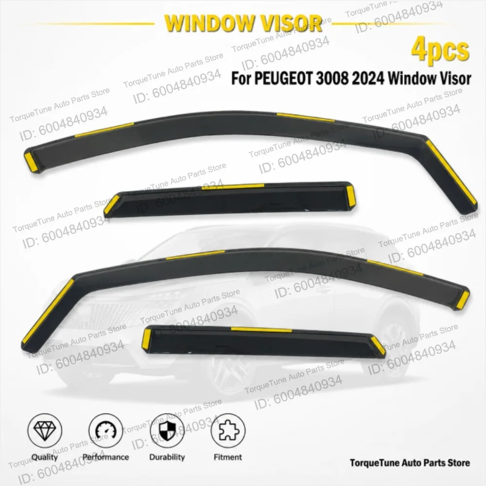 For Peugeot 3008 2024 In-Channel Side Rain Visors, Injection PC Weather Shields Custom Fit Auto Accessories