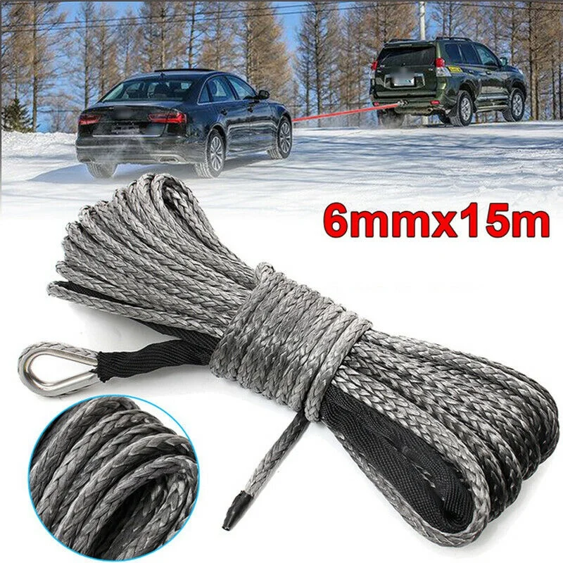 Synthetic Winch Rope, 1/4 X 50Ft Synthetic Winch Rope Line Cable For ATV UTV SUV Truck Boat Winch