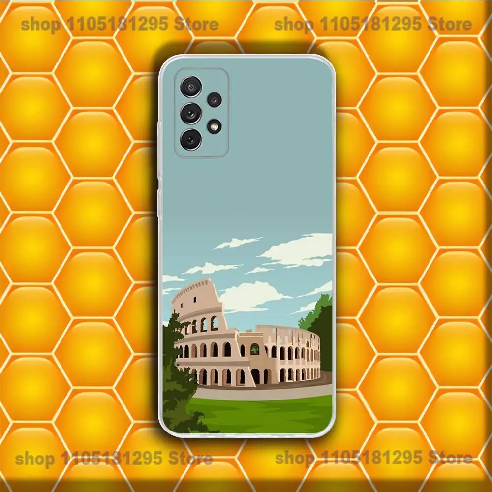Italy Rome City Travel Phone Case For Samsung S30,23,21,22,20 FE lite,S10,9,PIus Note20ultra Soft Transparent