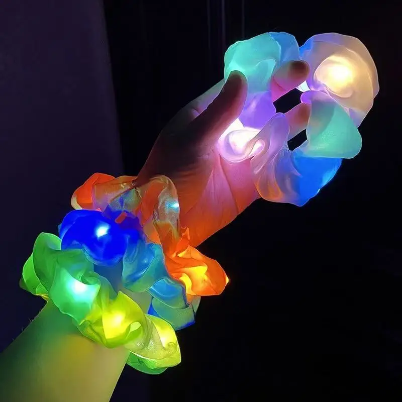 Fashion LED Luminous Hair Scrunchies Light Up Glowing Scrunchy Hair Band For Girls Flashing Hair Tie Hair Rope Hair Accessories image 5