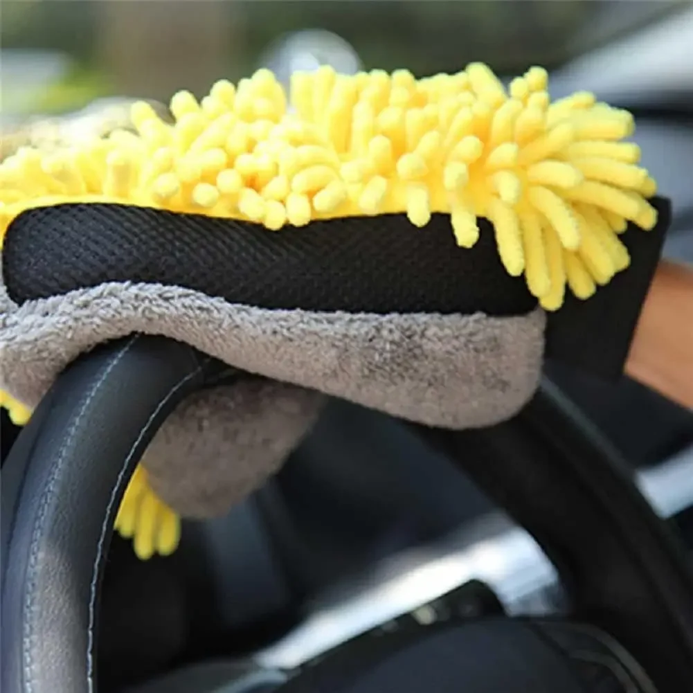 5pcs Car washing and wiping gloves, thickened car cloth, car washing and beauty cleaning tools