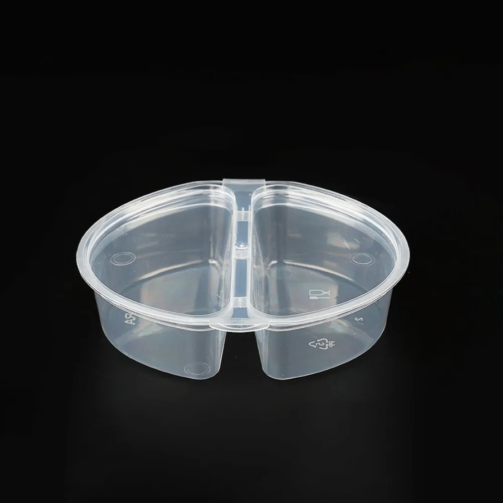 

20Pcs Durable 2 Compartment Disposable Sauce Container Leak-Proof Transparent Dip Box Thickened with Lid Snack Container Worker
