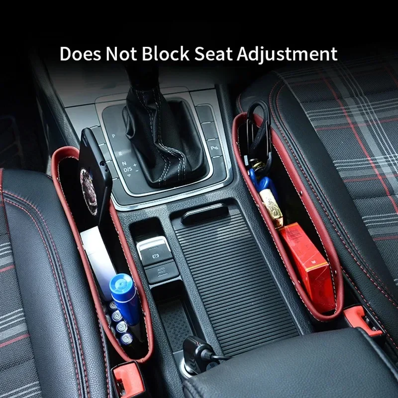 1pc Car Seats Gap Bag Case PU Car Organizer Artificial Leather Pocket Slot Storage Pocket Cup Holder Car Accessories
