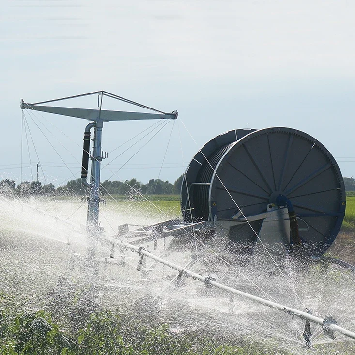 Hydraulic Automatic Self-propelled Water Turbine Hose Reel Irrigation Machine with Truss Boom system in Farm System