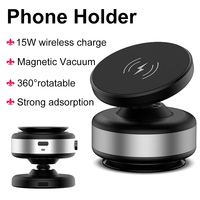 15W Wireless Charge Magnetic Attraction Car Phone Holder 360°Rotatable Vacuum Suction Cup Phone Zinc Alloy Bracket For iPhone