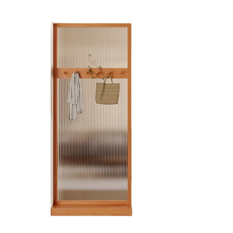 

Chinese solid wood entrance is opposite the door, living room all-wood Changhong glass non-punching partition