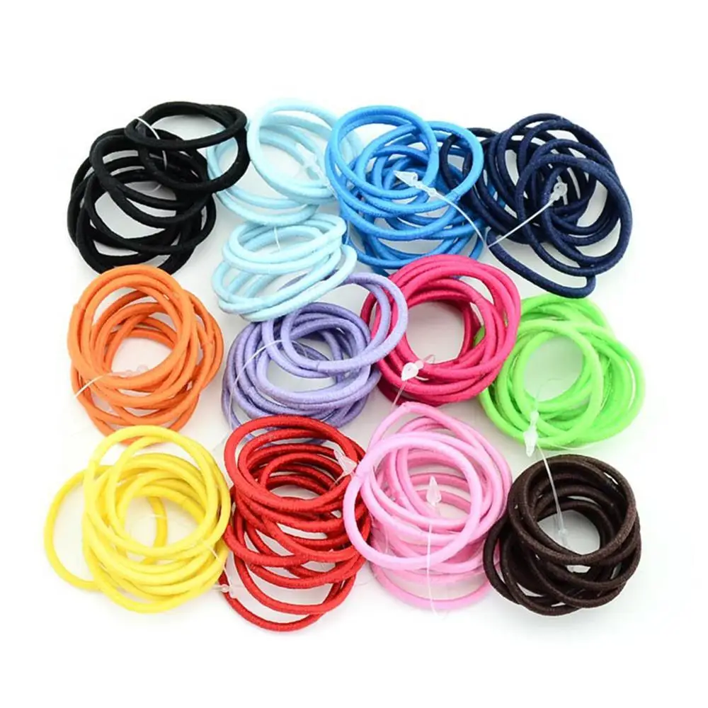 Bandes artificiel astiques en Caoutchouc Fin pour Femme et Enfant, Chouchous Colorés pour Queue de Cheval, Accessoires pour Cheveux, Vente en Gros, 100 Pièces/Ensemble