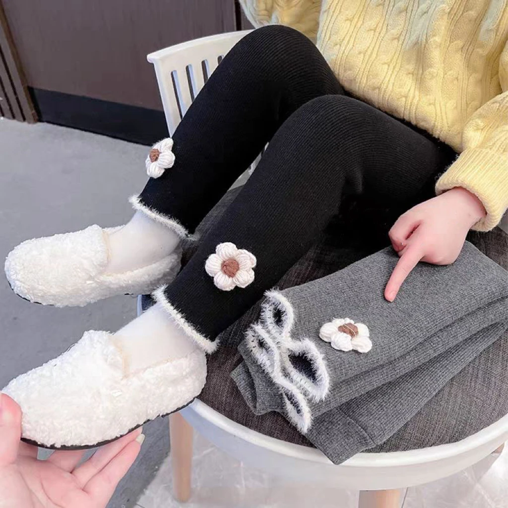 1pcs Autumn Winter Girls Leggings Baby Plush Pants Kids Thermal Pants Children Fashion Korean Version Trousers Casual Bottoms