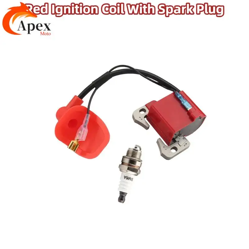 

Красная катушка зажигания со свечой зажигания, совместимая с 43cc 47cc 49cc Mini Quad Pocket Dirt Bike, 2-тактные двигатели