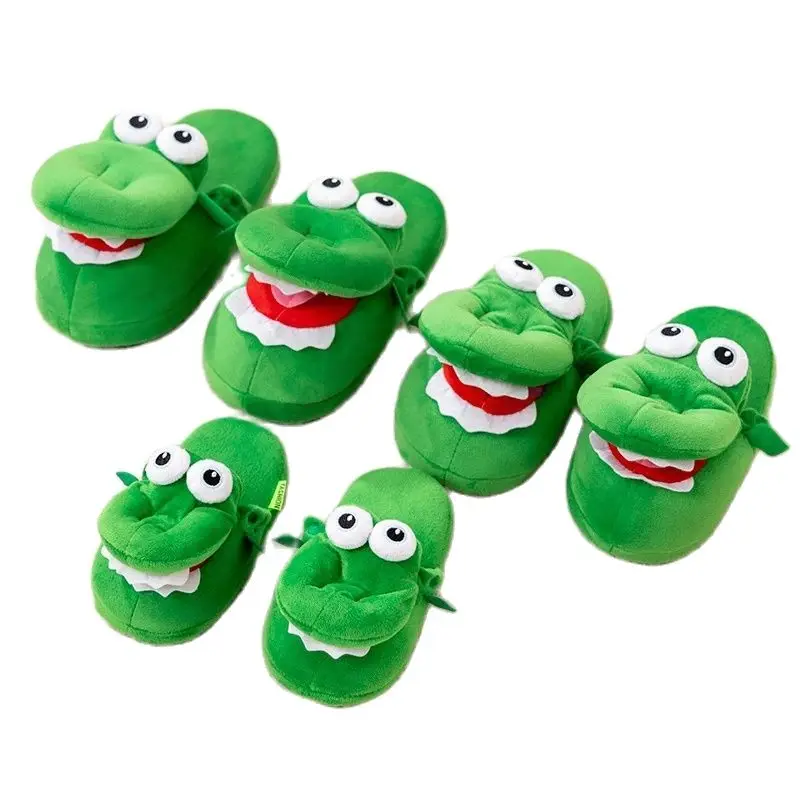 Family fun green Open mouth crocodile home father and son 2024 new fashion comfortable non-slip slippers