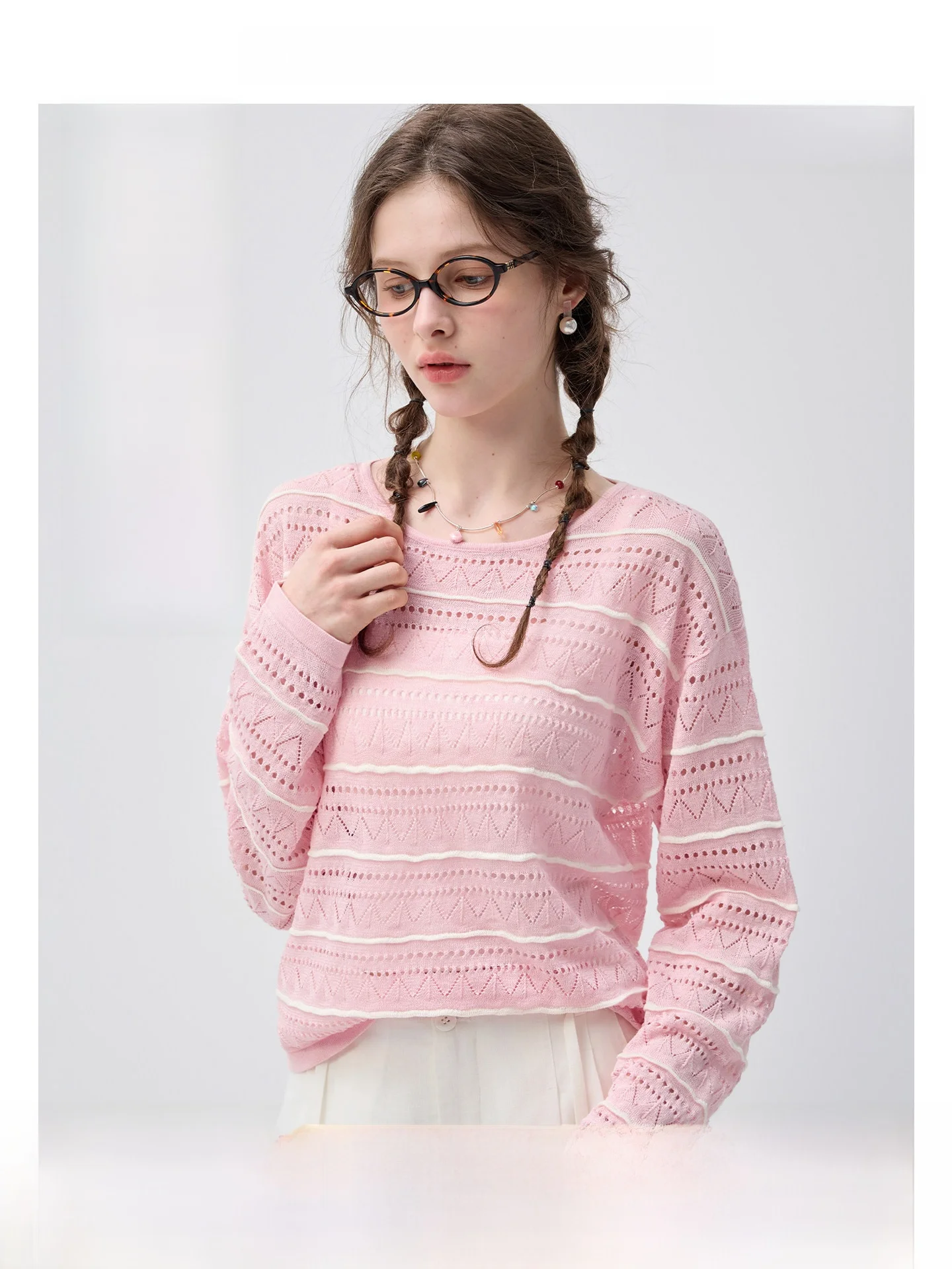 

Женский дышащий свитер Vega Chang Racerback в корейском стиле, свободного кроя, с круглым вырезом, полосатый, с вырезами, повседневный летний топ