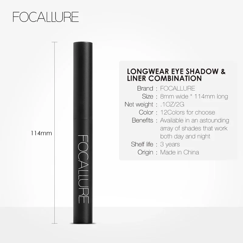 FOCALLURE 12 Colors Eyeshadow Sticker Cosmetics Eye Shadow Pencil Highlighter Shimmer Eyes Makeup Eye Shadow Eye Liner