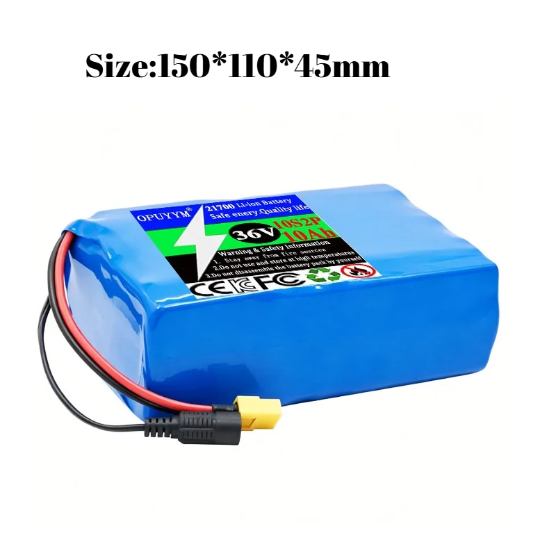 High Capacity 21700 Lithium Battery Pack 10S2P 36V 10Ah 500W for Motor Electric Two Wheeler Electric Pedal BMS + 42V 2A Charger