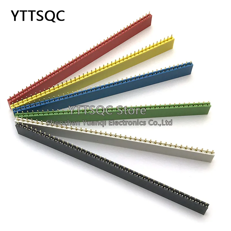 2.54mm Color Single Row Female Pin Header Connector Red/Yellow/Blue/White/Black/Green 1*2/3/4/5/6/8/10/14/16/20/40Pin Socket