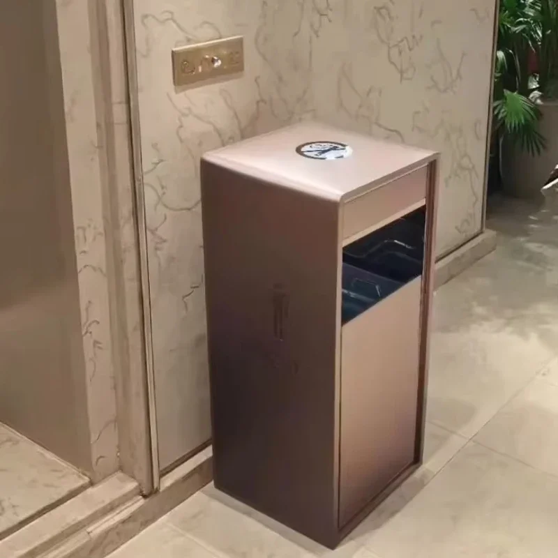 

High Quality Metal Recycling Station Hotel Trash Can Stainless Steel Fireproof Steel Trash Can Indoor Office Lobby Trash Can