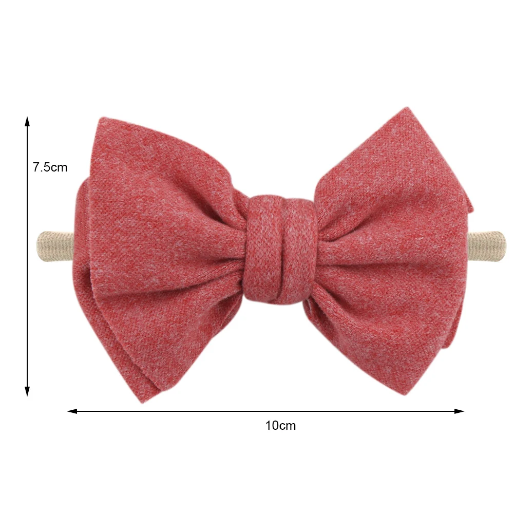 5Pcs/Lot Solid Bow Headband Faux Suede Polyester Waffle Elastic Nylon Hair Bands Newborn Fashion Baby Boys Girls Headwraps