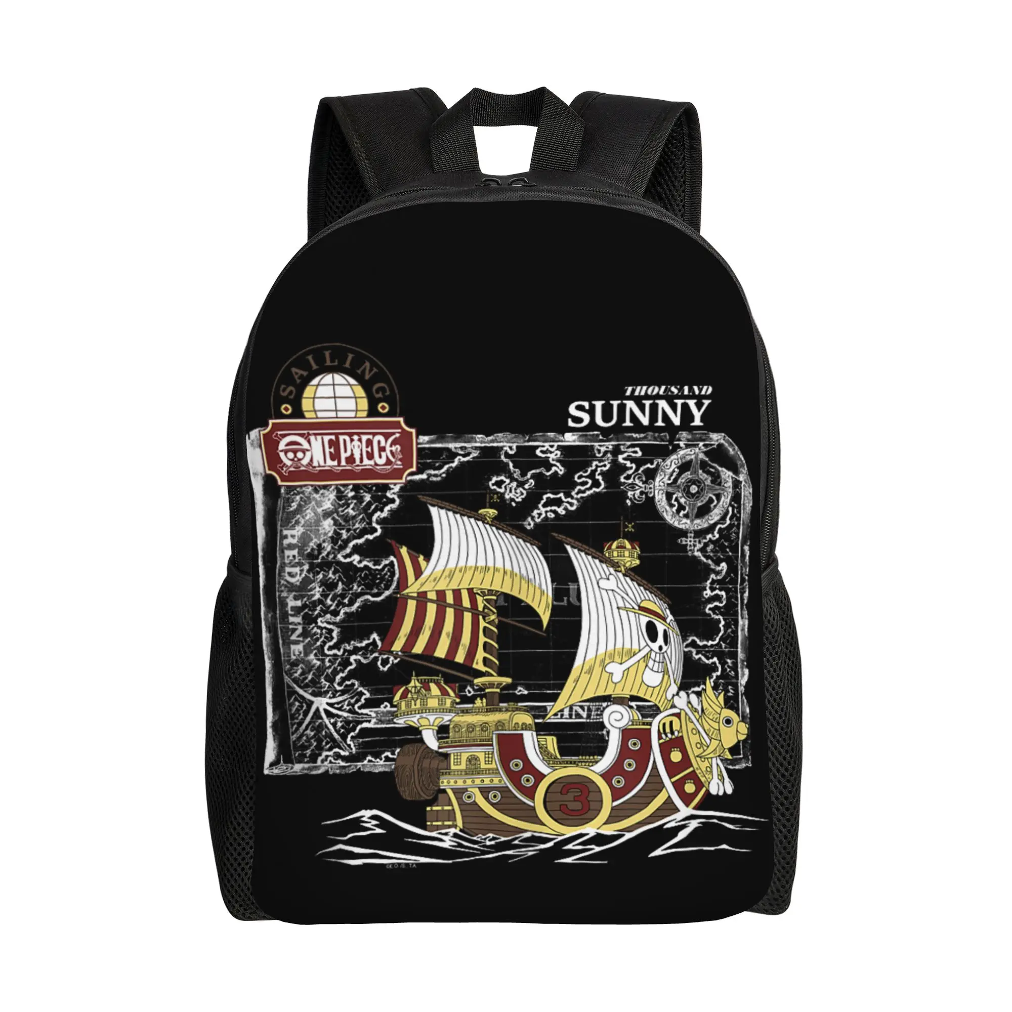 

fashion backpacks One Piece Thousand Ship with Map Tank Top Daypack ita bag mochila Good Quality Journey Zipper Closure Rucksack