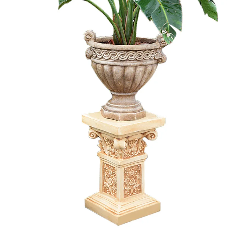 Villa Gate Flower Pot Trophy Luo Flower Pot Set Vintage Garden Garden Decoration Ornament Imitation Stone Flower Pot