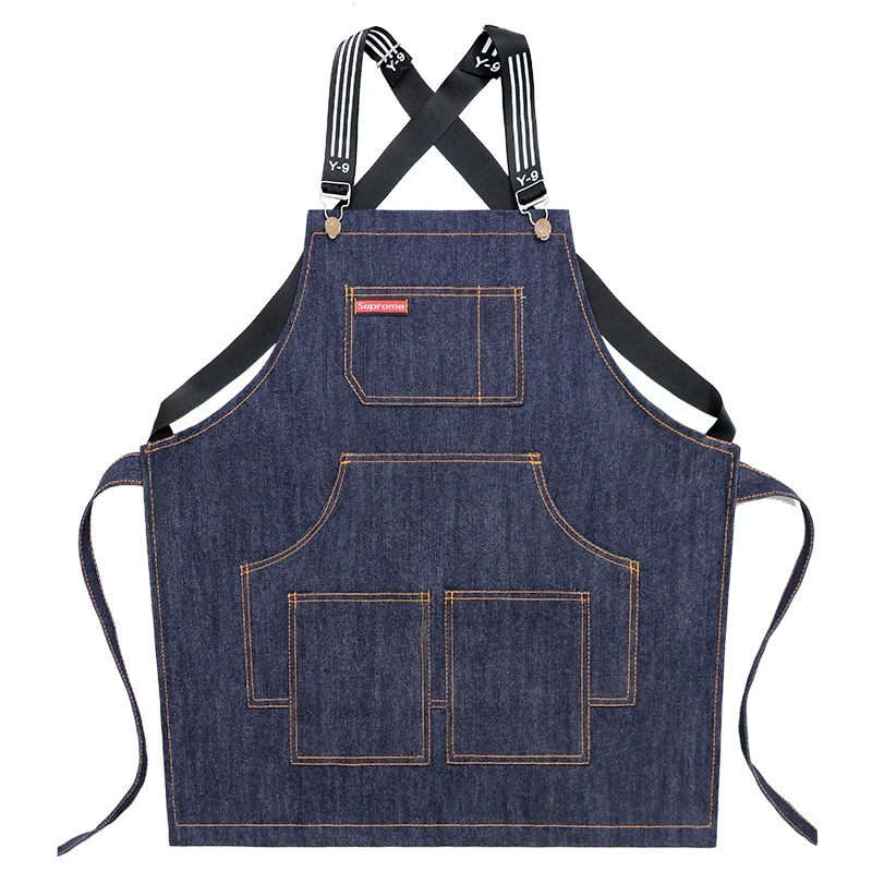 Blue Denim Apron with Pocket, Garden Cleaning Pinafore, House Cleaning Pinny Canvas Apron, Kitchen Accessories, Cowboy Cooking