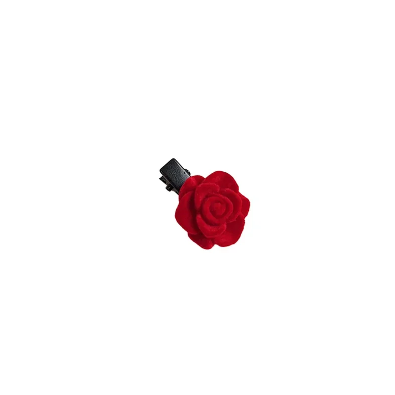 Red Velvet Rose Hair Clips Women Girls Small Cute Flower Hairpins Girls Elegant Hair Clip Pin Barrettes Wedding Hair Accessories