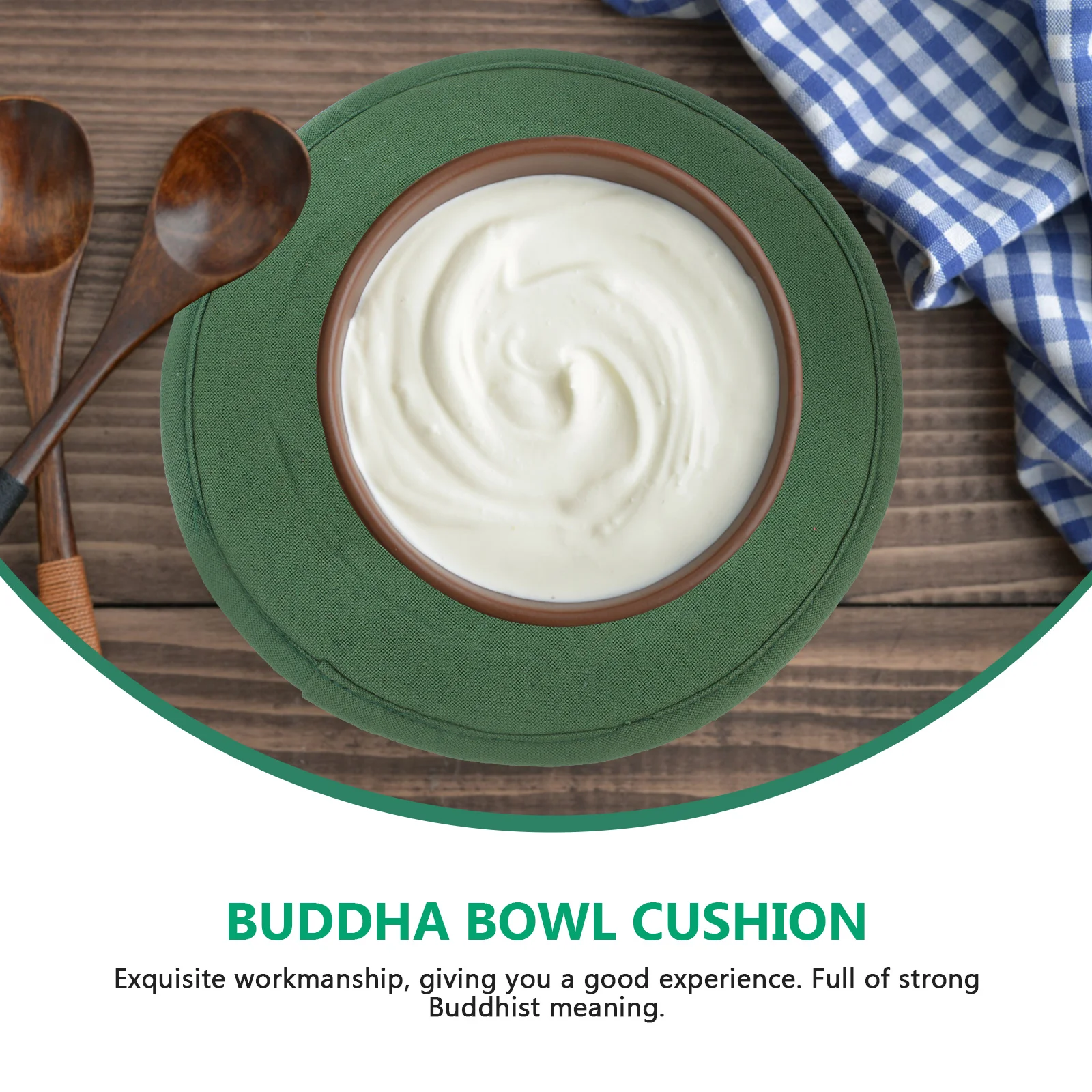 

Buddha Sound Bowl Cushion Rounded Mat Embroidery Pad Green Religious Mats Small